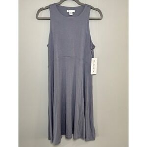 Athleta Santorini Thera Dress Medium Blue Gray Sleeveless Fit Flare Mini 531173